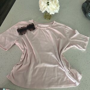 The Tog Shop, Chic pink Blush Blouse, cinched sides, size Petite large